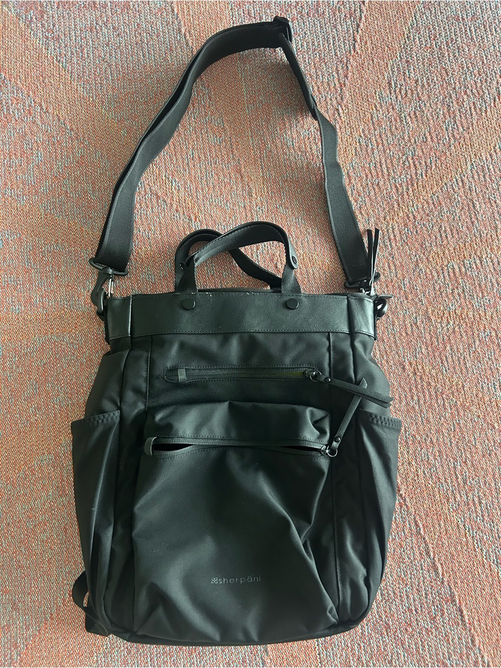 Sherpani Soleil Black Anti-Theft Convertible Backpack Tote Crossbody Bag